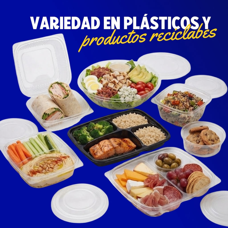Variedad en plásticos y productos reciclables